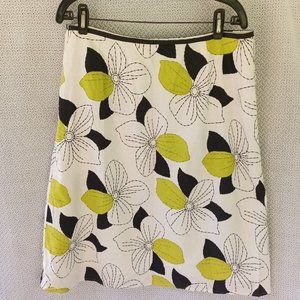 NEW CATO Linen Blend Floral Print Straight Skirt Multicolor Size 14 Bright